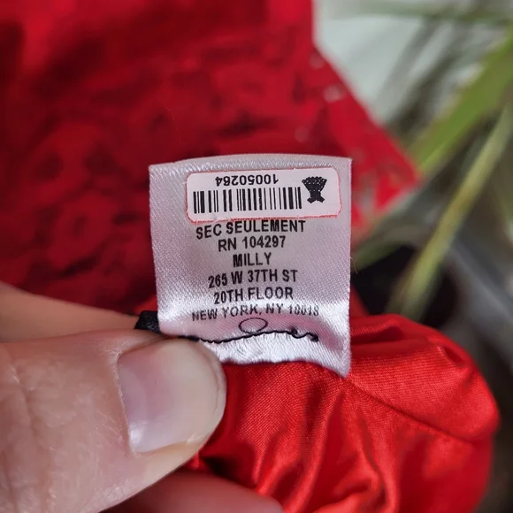 MILLY Kiss Red Lace Spaghetti Strap Slim Grace Dress With Flounce Hem - Picture 13 of 16